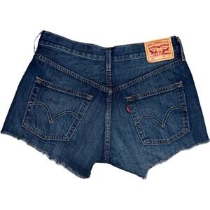 Levis 501 Original Fit High Rise Women's Shorts Dark Wash Cut Off Size W27